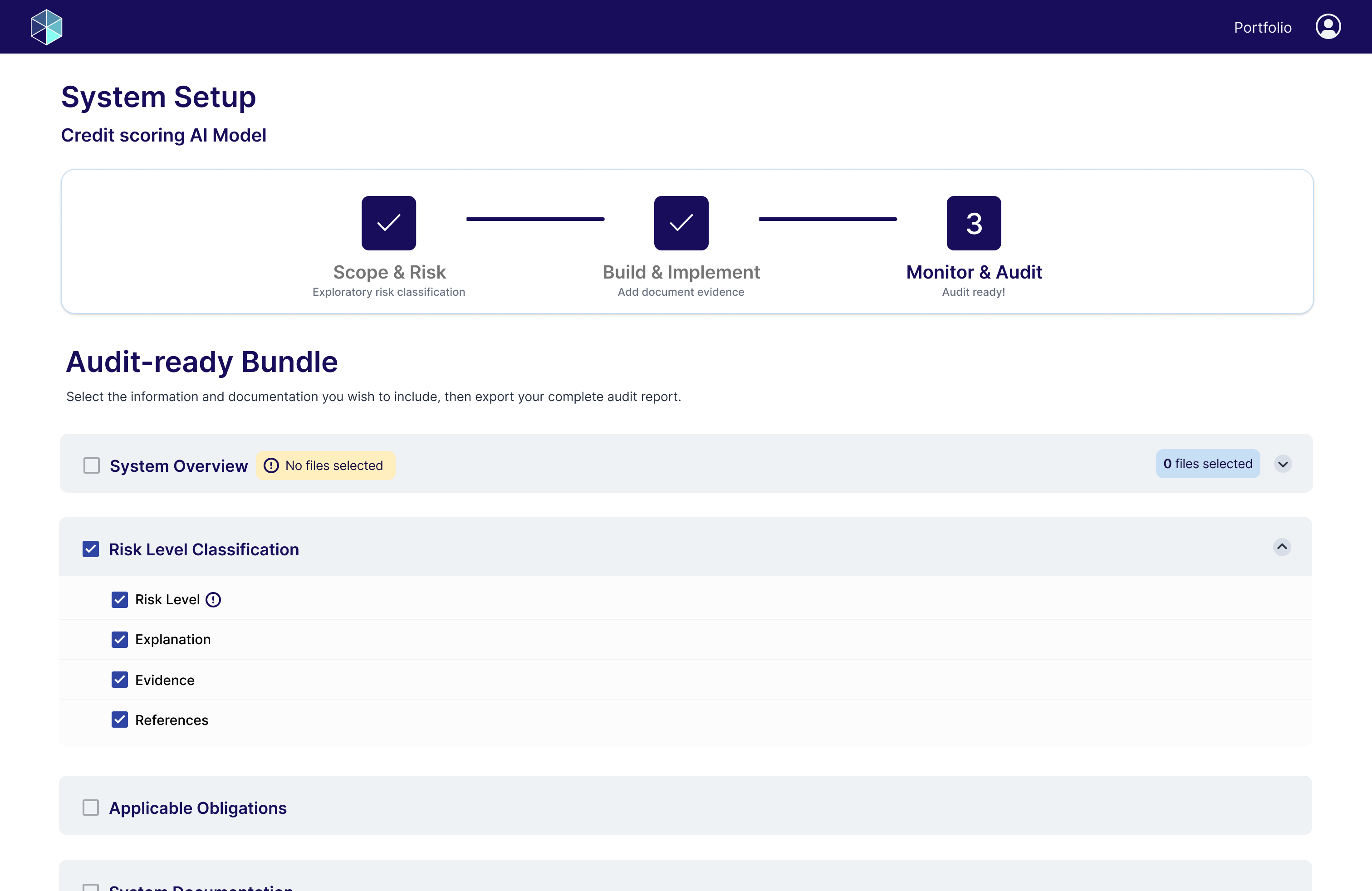 Roadmap monitor & audit section mockup